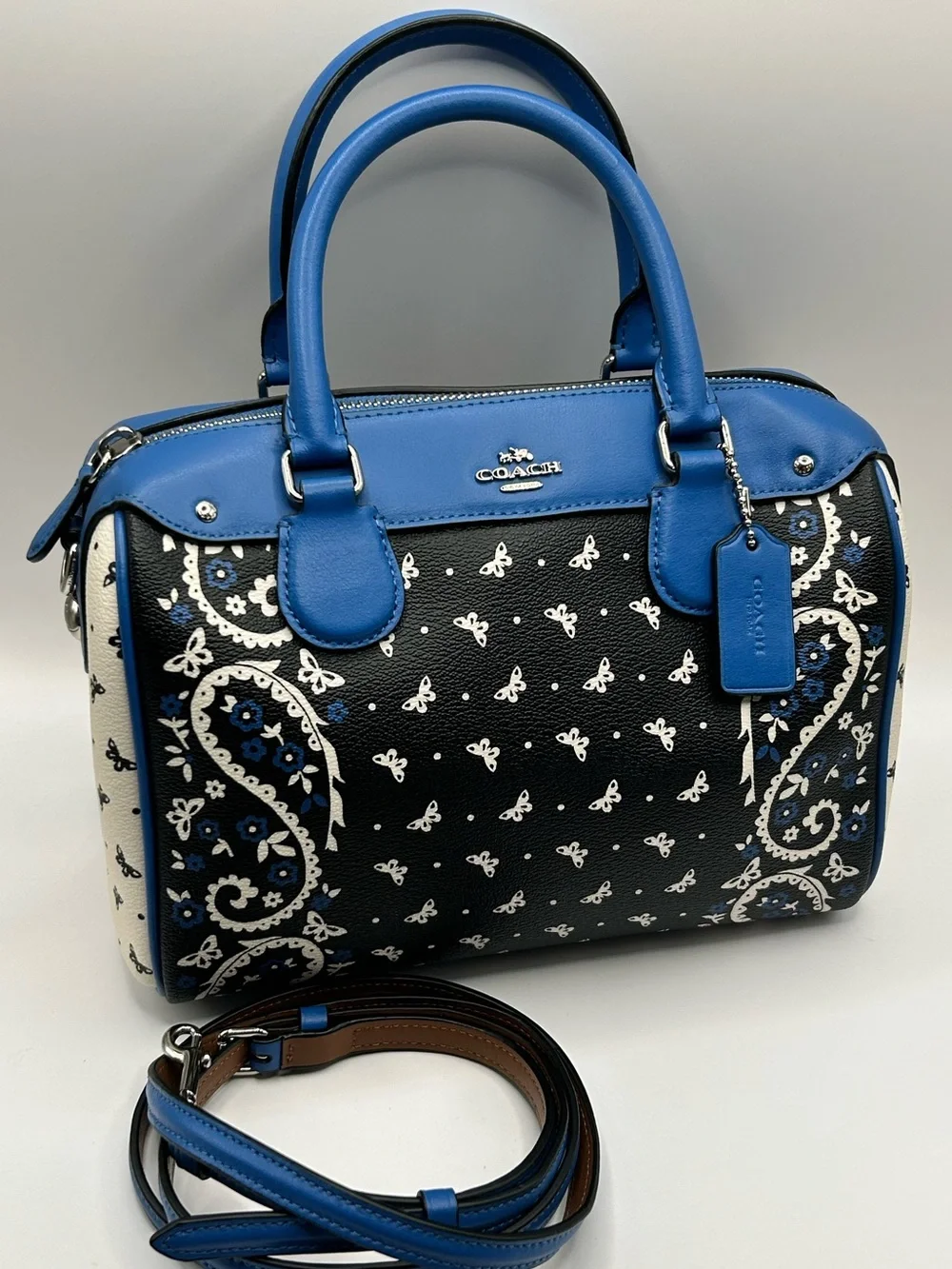Coach Mini Bennett Butterly Bandana Print Satchel